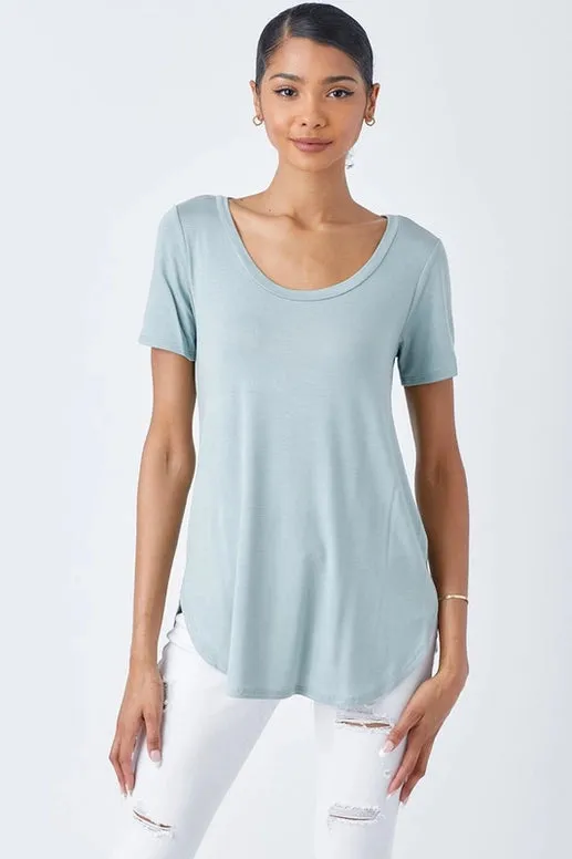 Claire Scoop Neck Basic Tee
