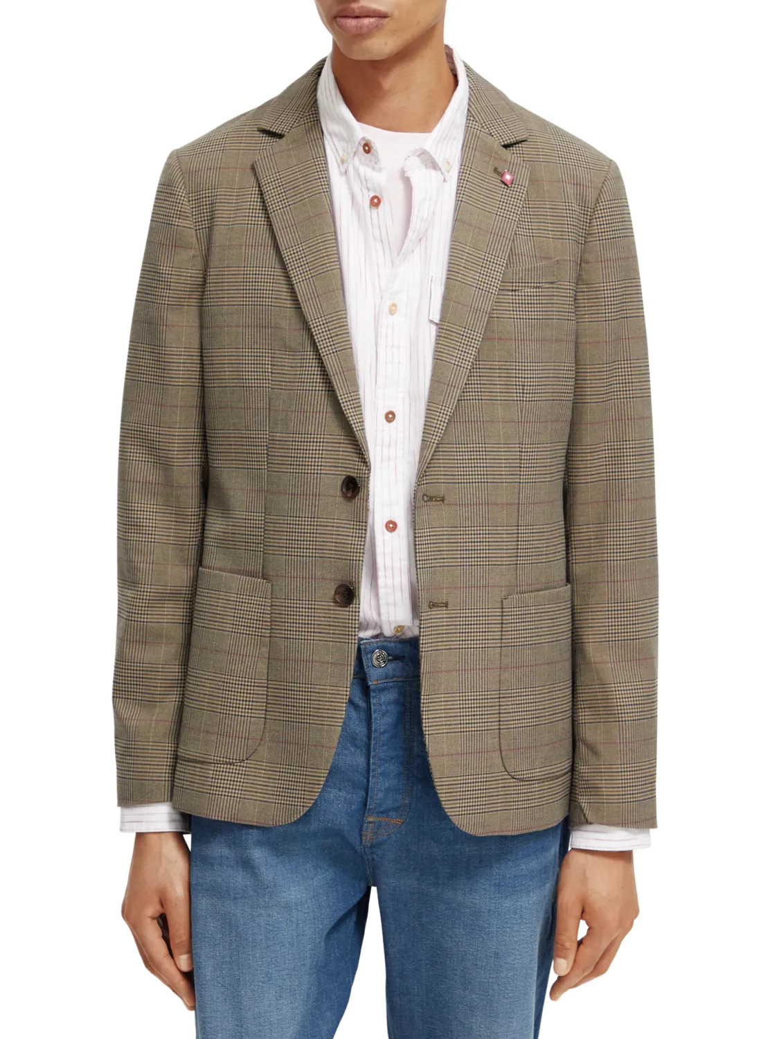 Classic Yarn Dyed Check Blazer in Taupe Check