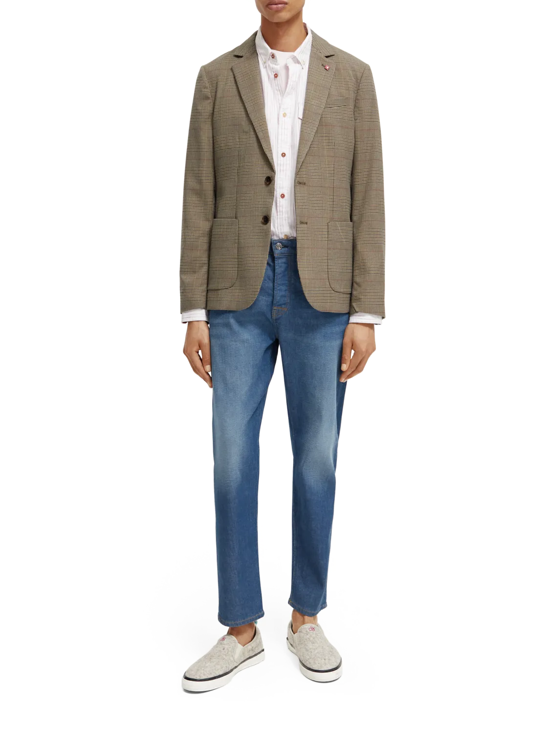 Classic Yarn Dyed Check Blazer in Taupe Check