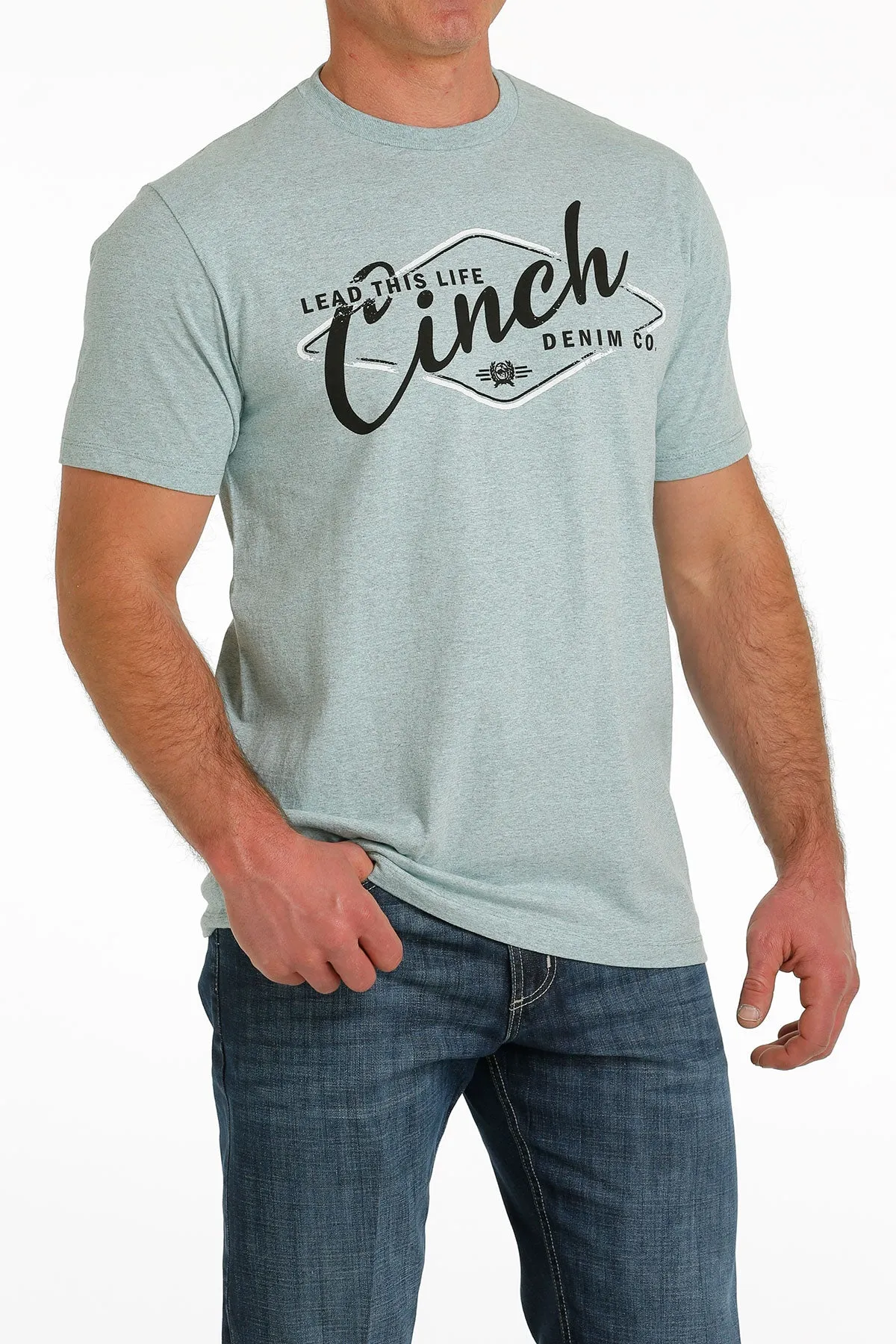 CLMTT1690560 Cinch T Shirt Front Logo Heather Teal