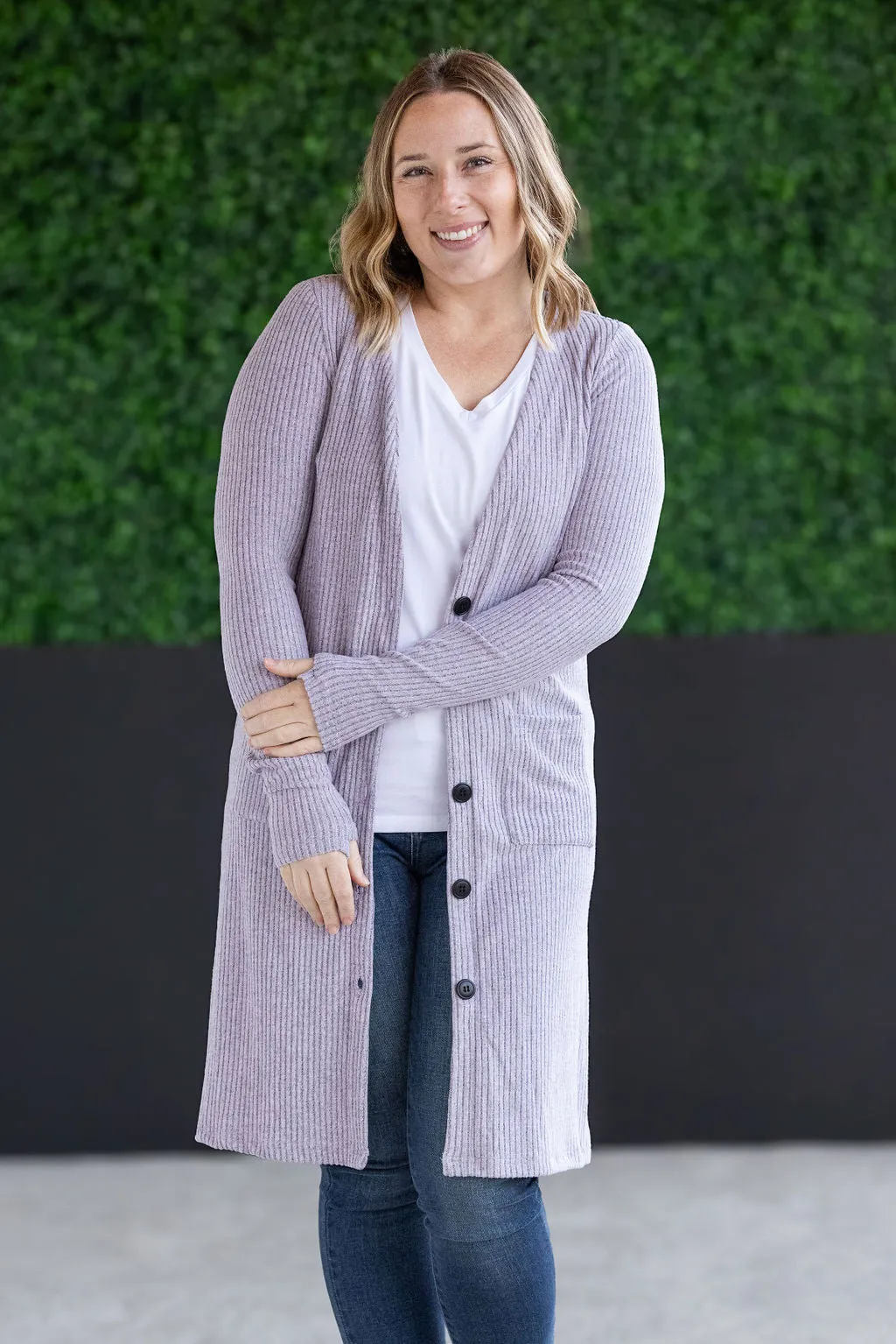 Colbie Ribbed Cardigan - Lavender