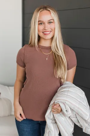 Confident Attitude Ribbed Top- Red Bean