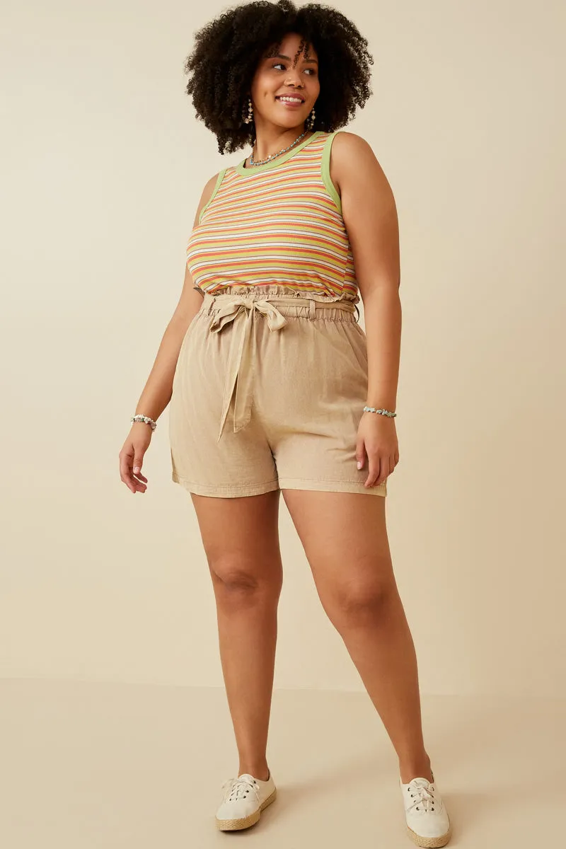 Contrast Binding Striped Knit Ribbed Tank