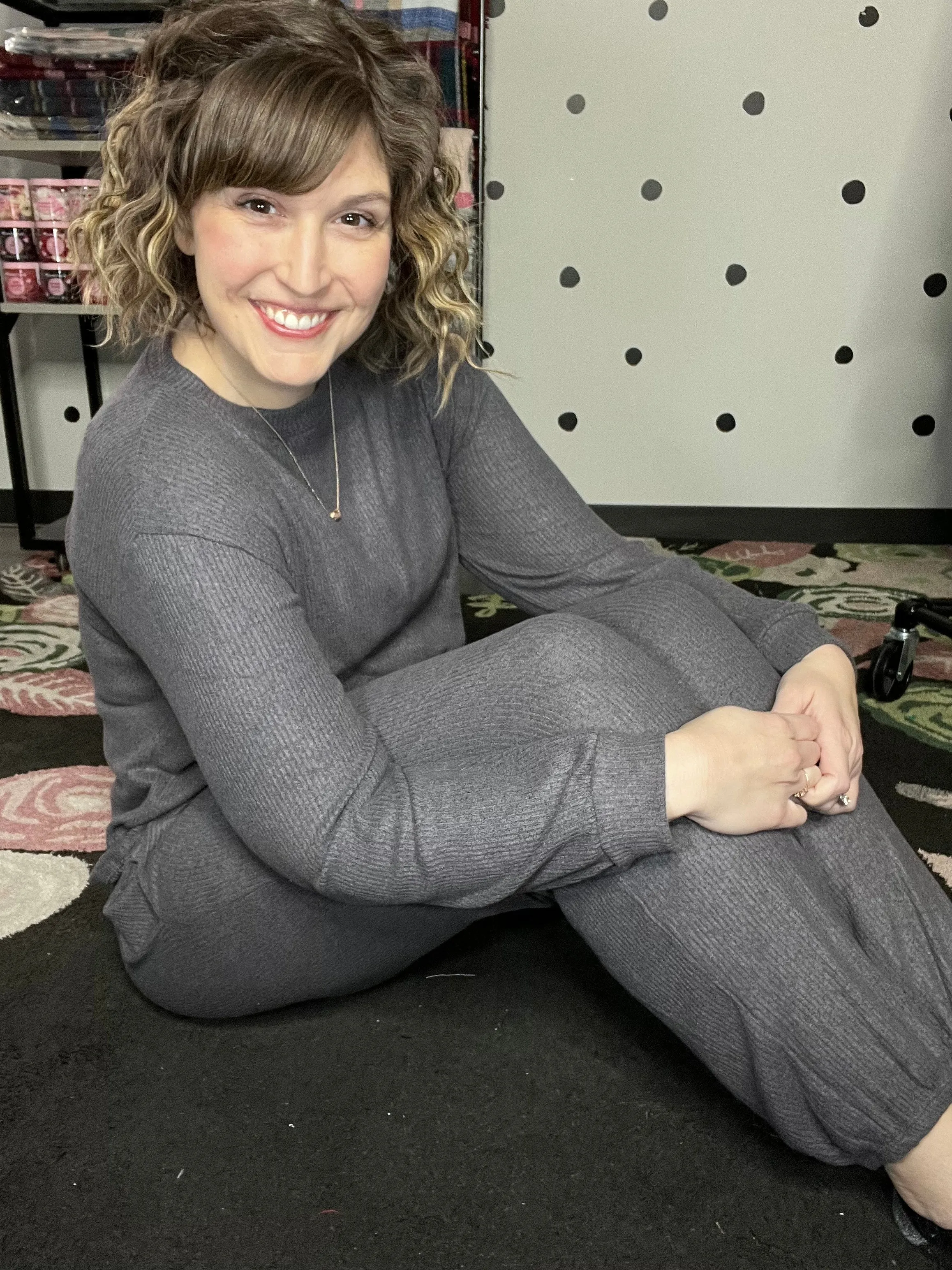 Cozy Grey Ribbed Loungewear Set