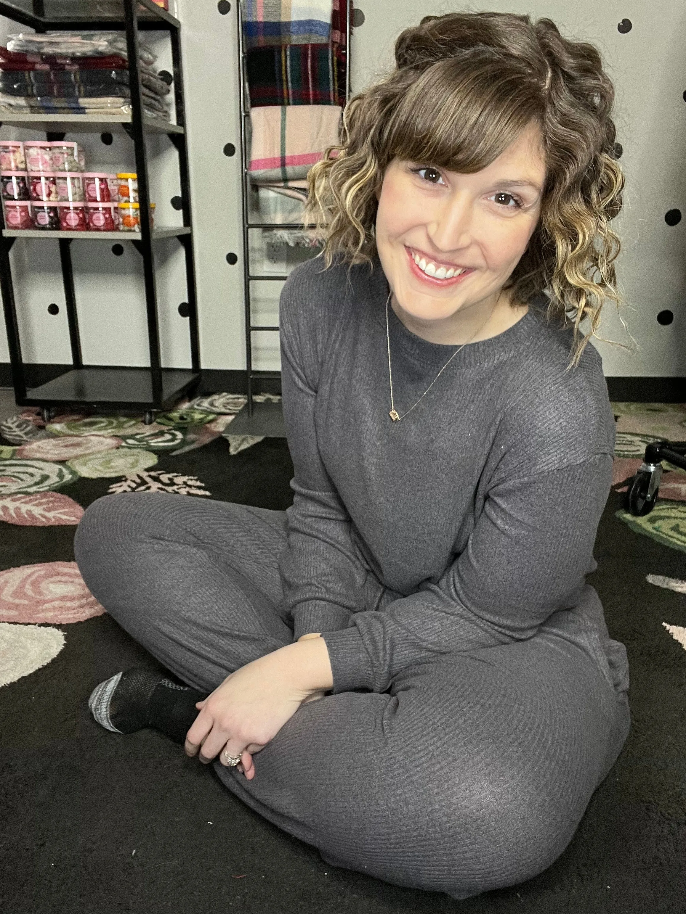 Cozy Grey Ribbed Loungewear Set