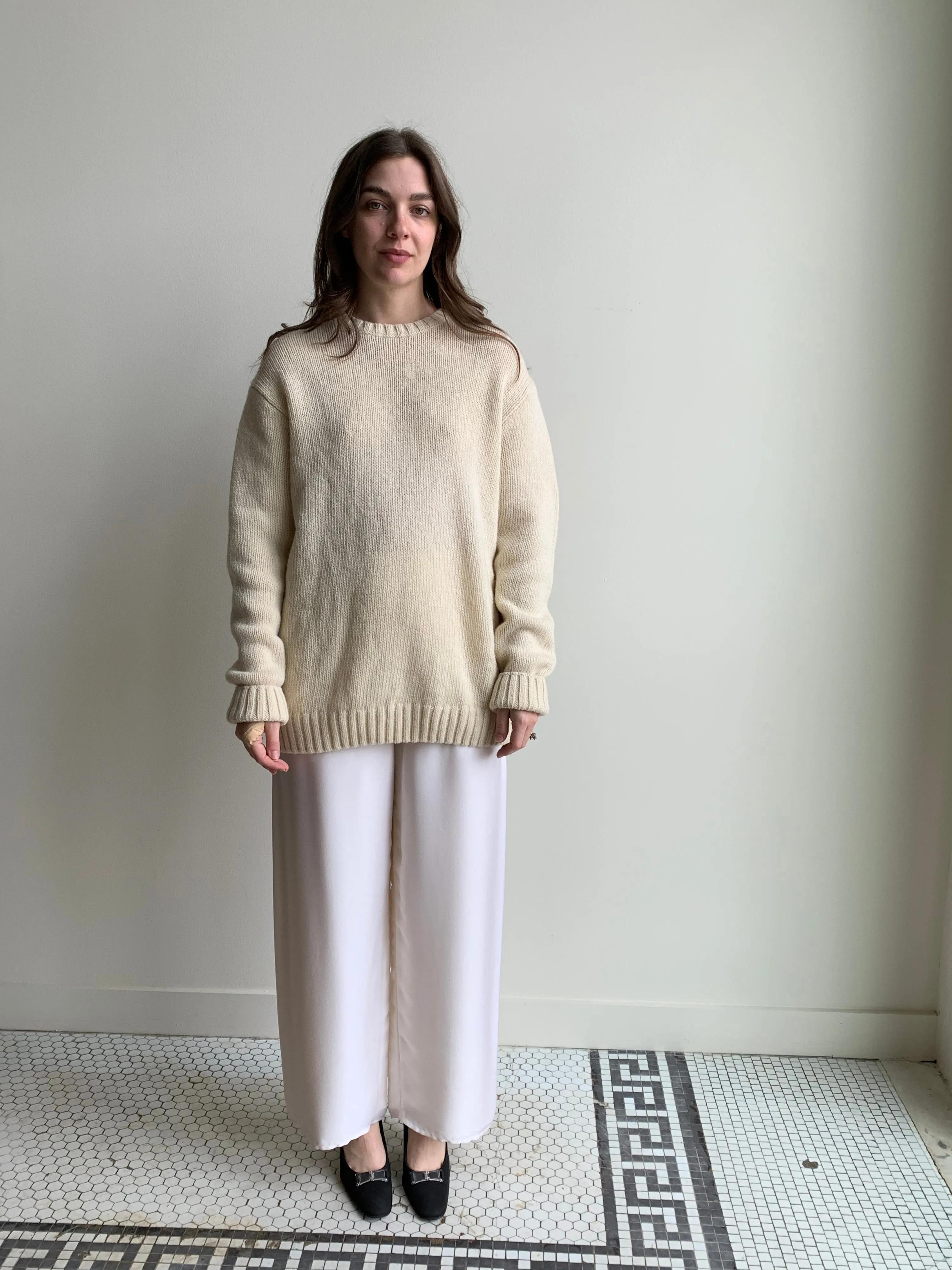 cream wool crew sweater