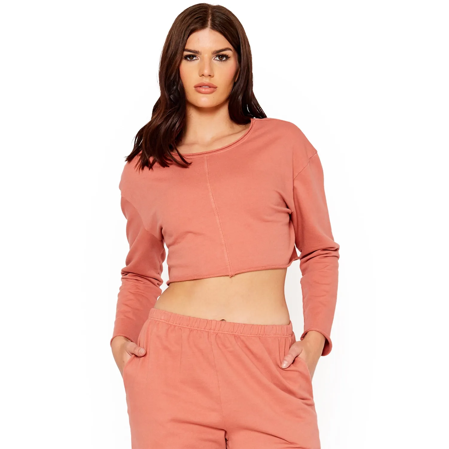 Cropped Scoop Neck Terry Sweatshirt