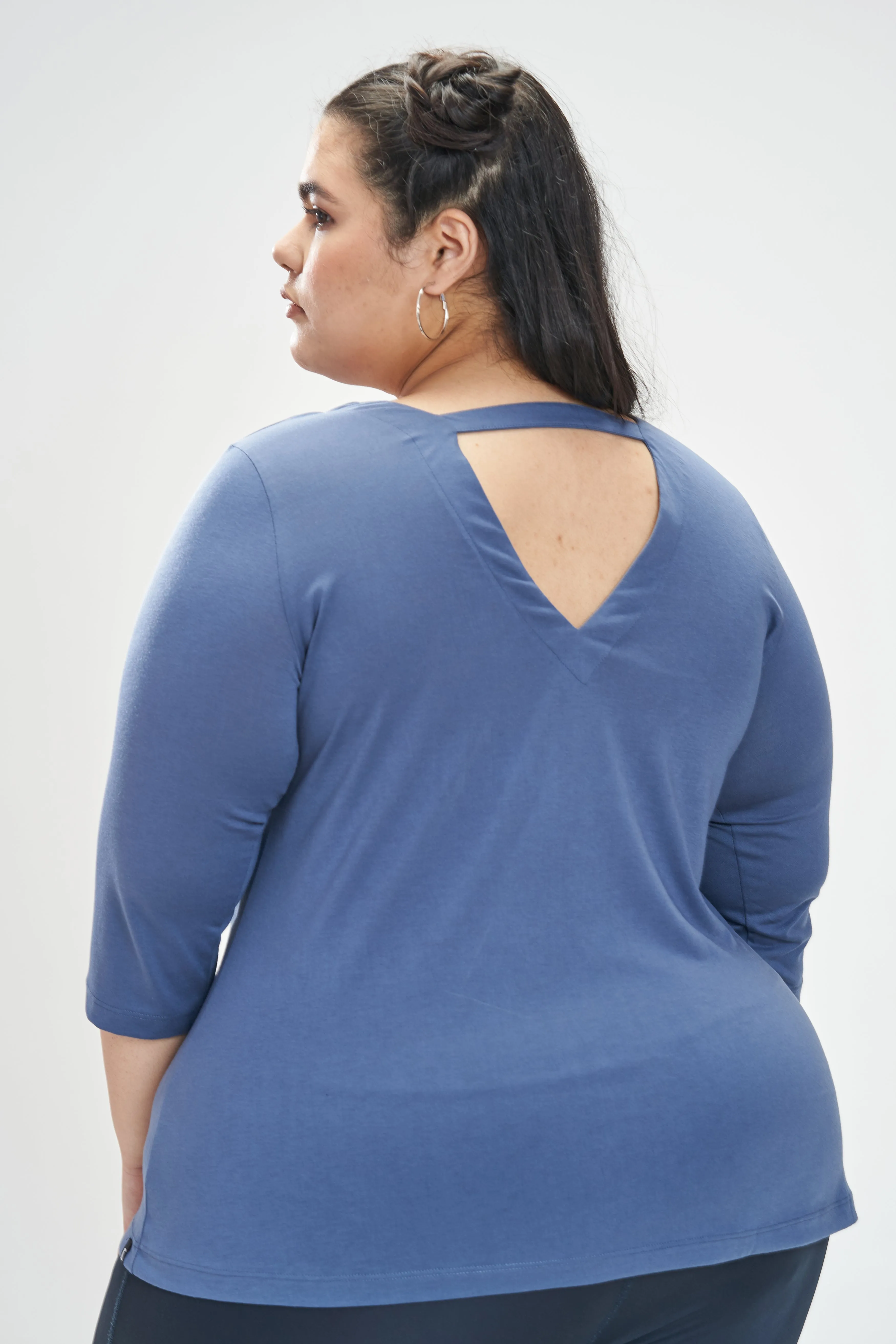 Cutout Back Tee: Blue