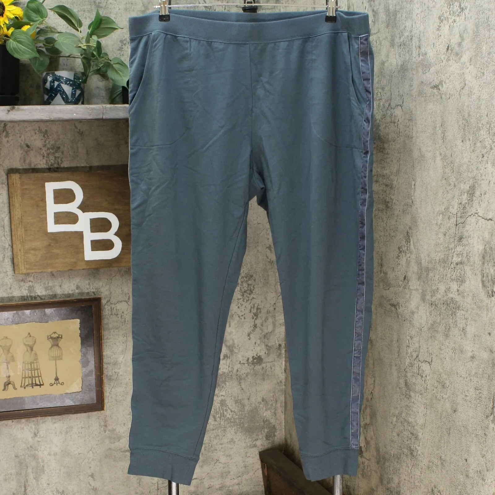 Denim & Co. Plus Active Jogger Pant With Velvet Trim Dark Slate Plus 2X
