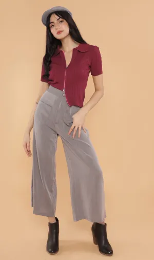 DEVYN 2-Way Zip Knit Top (Ox blood)
