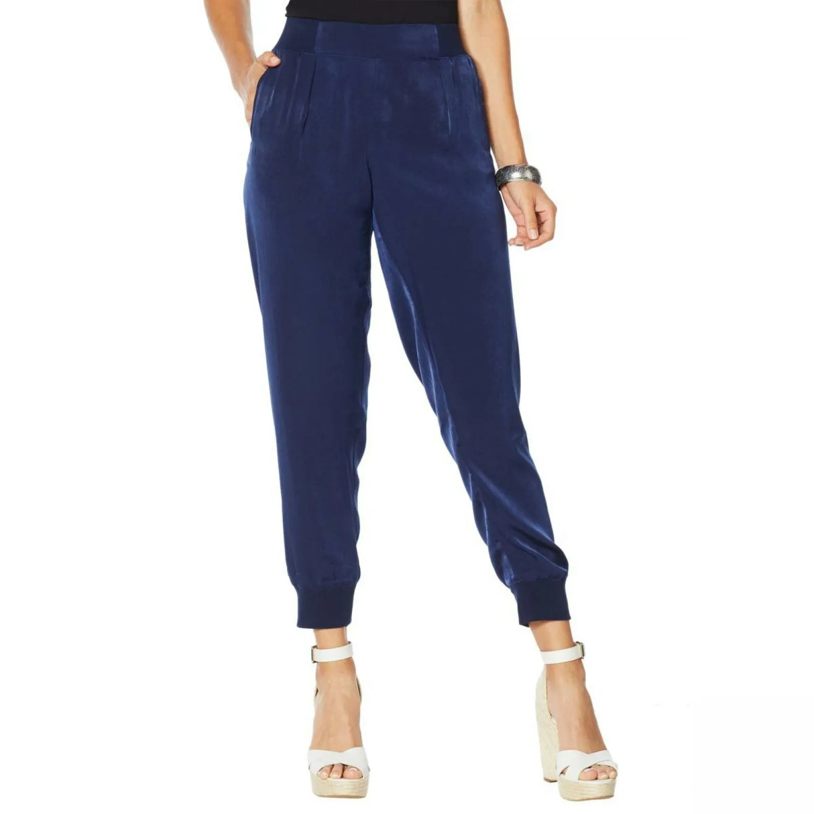 DG2 by Diane Gilman Women's Satin Pull-On Jogger Pants