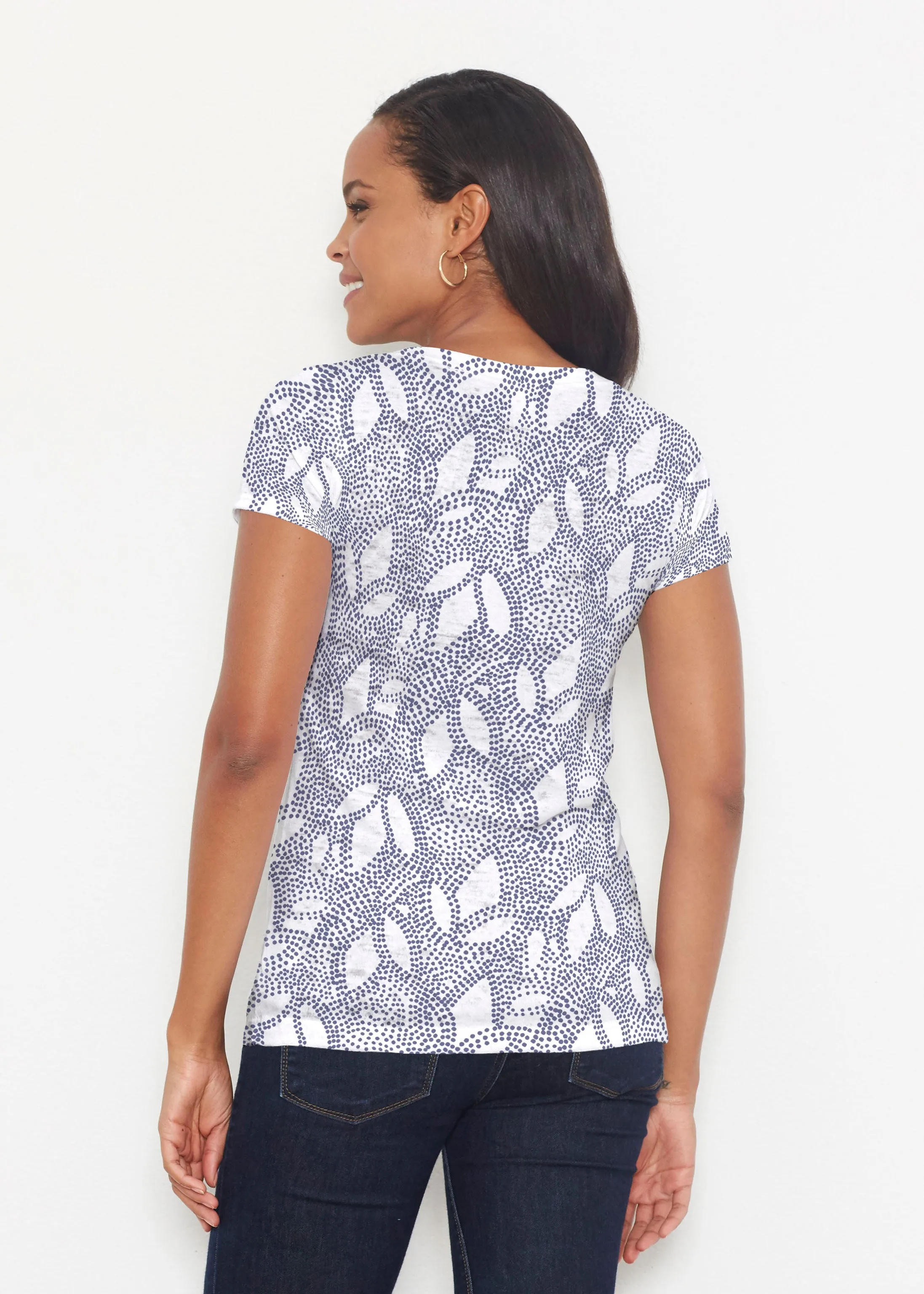 Dottie Combo Navy (7688) ~ Signature Short Sleeve Scoop Shirt