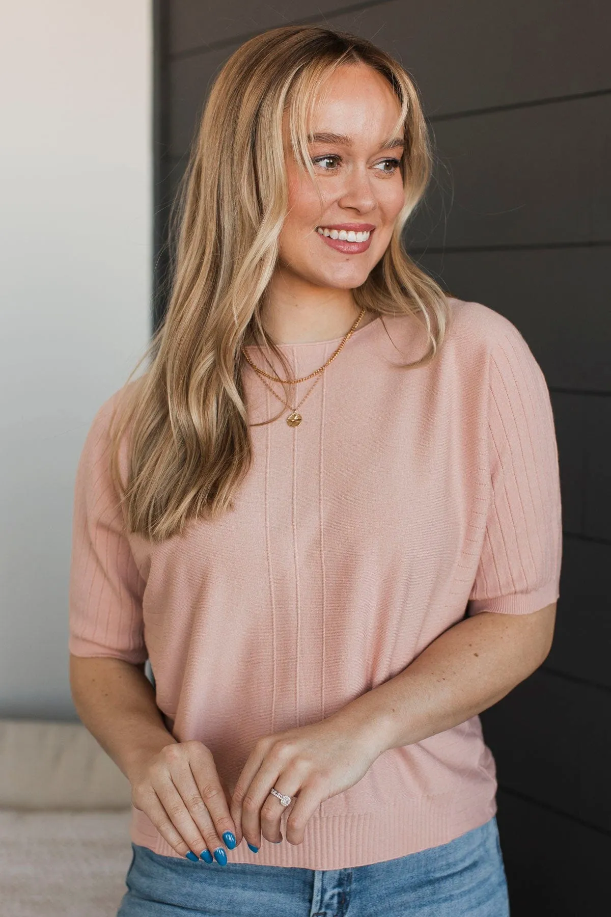 Dreams Of Success Dolman Top- Dusty Blush