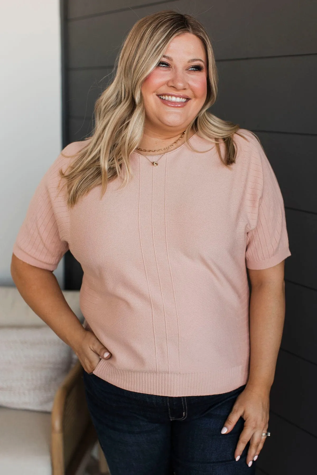 Dreams Of Success Dolman Top- Dusty Blush
