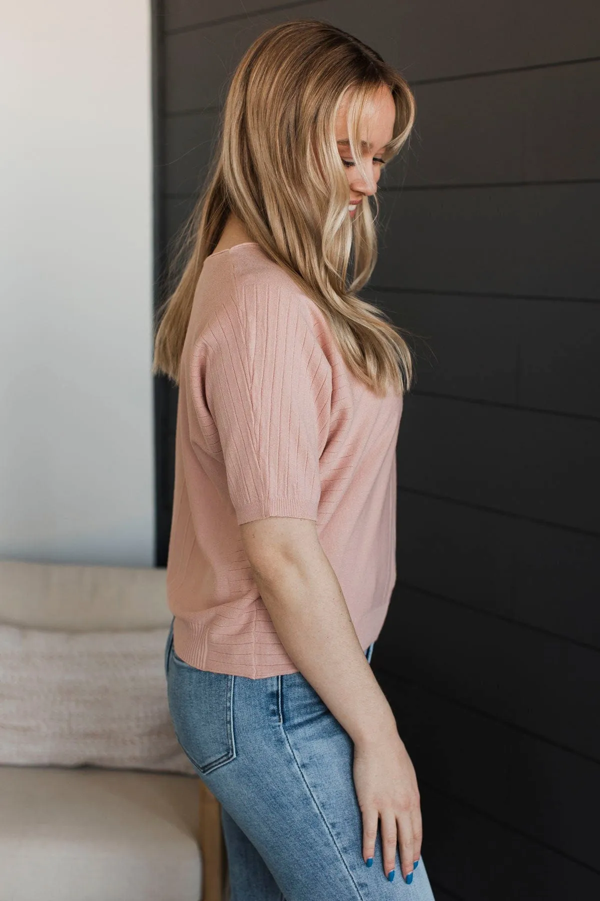 Dreams Of Success Dolman Top- Dusty Blush