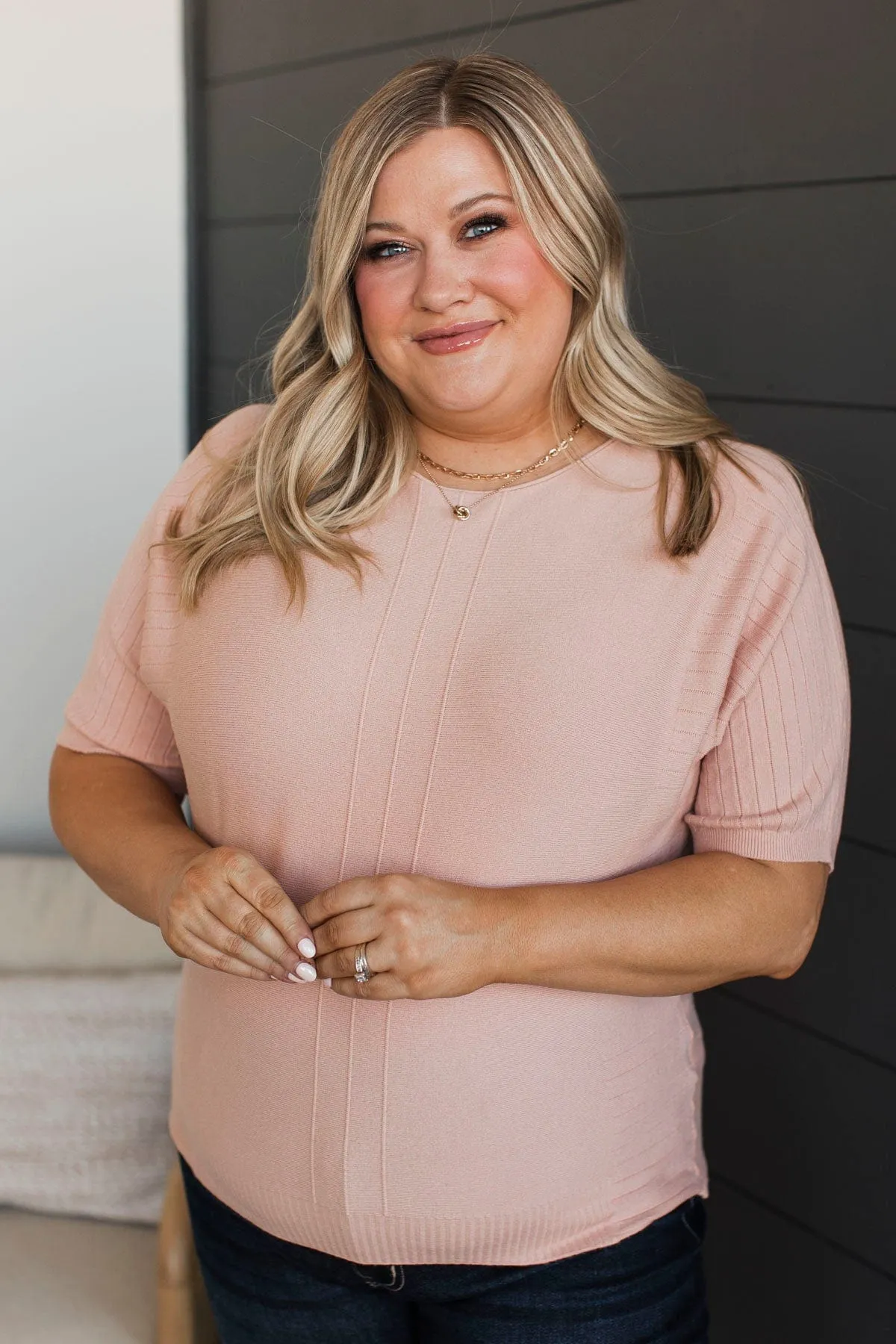 Dreams Of Success Dolman Top- Dusty Blush