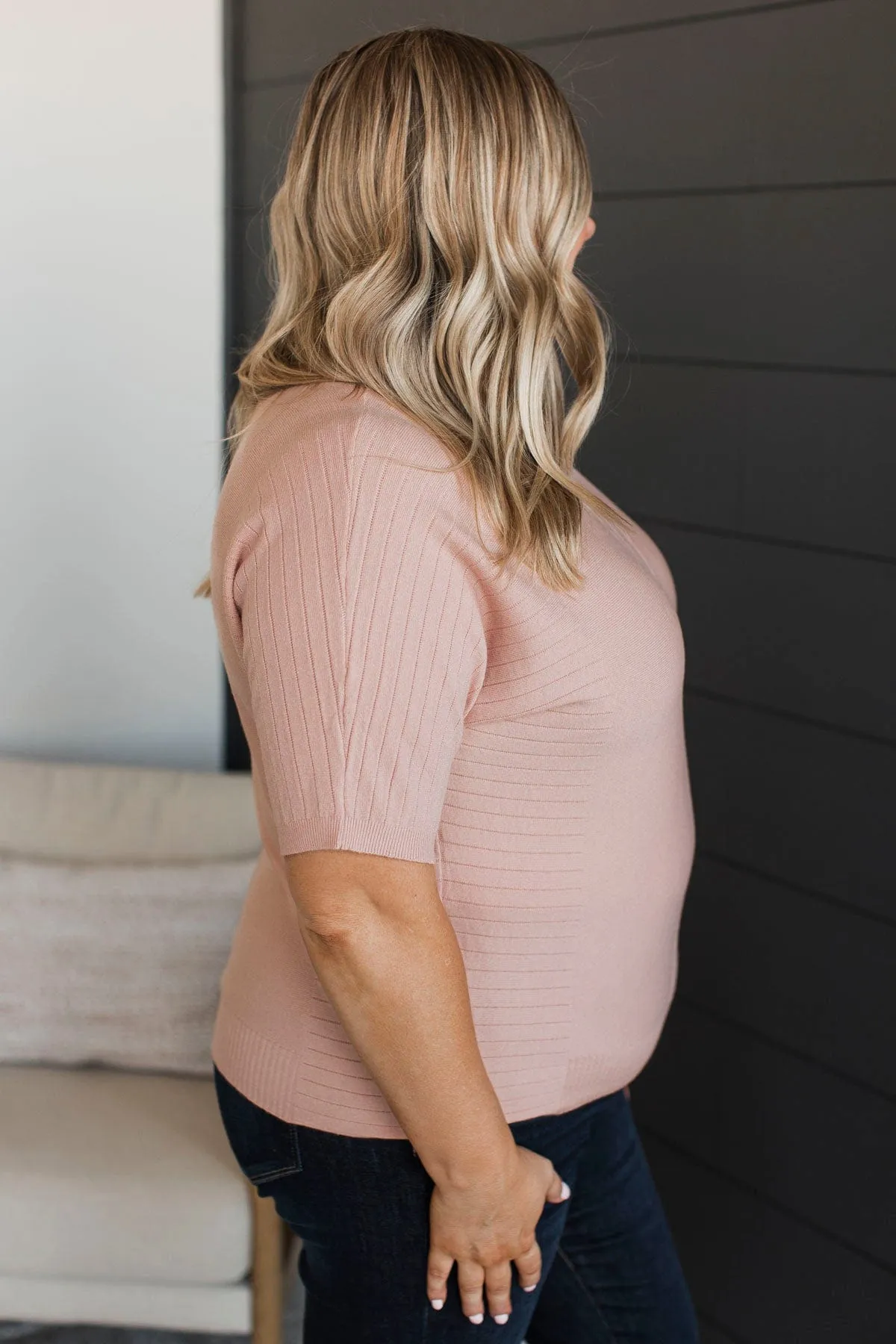 Dreams Of Success Dolman Top- Dusty Blush