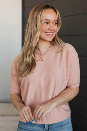 Dreams Of Success Dolman Top- Dusty Blush