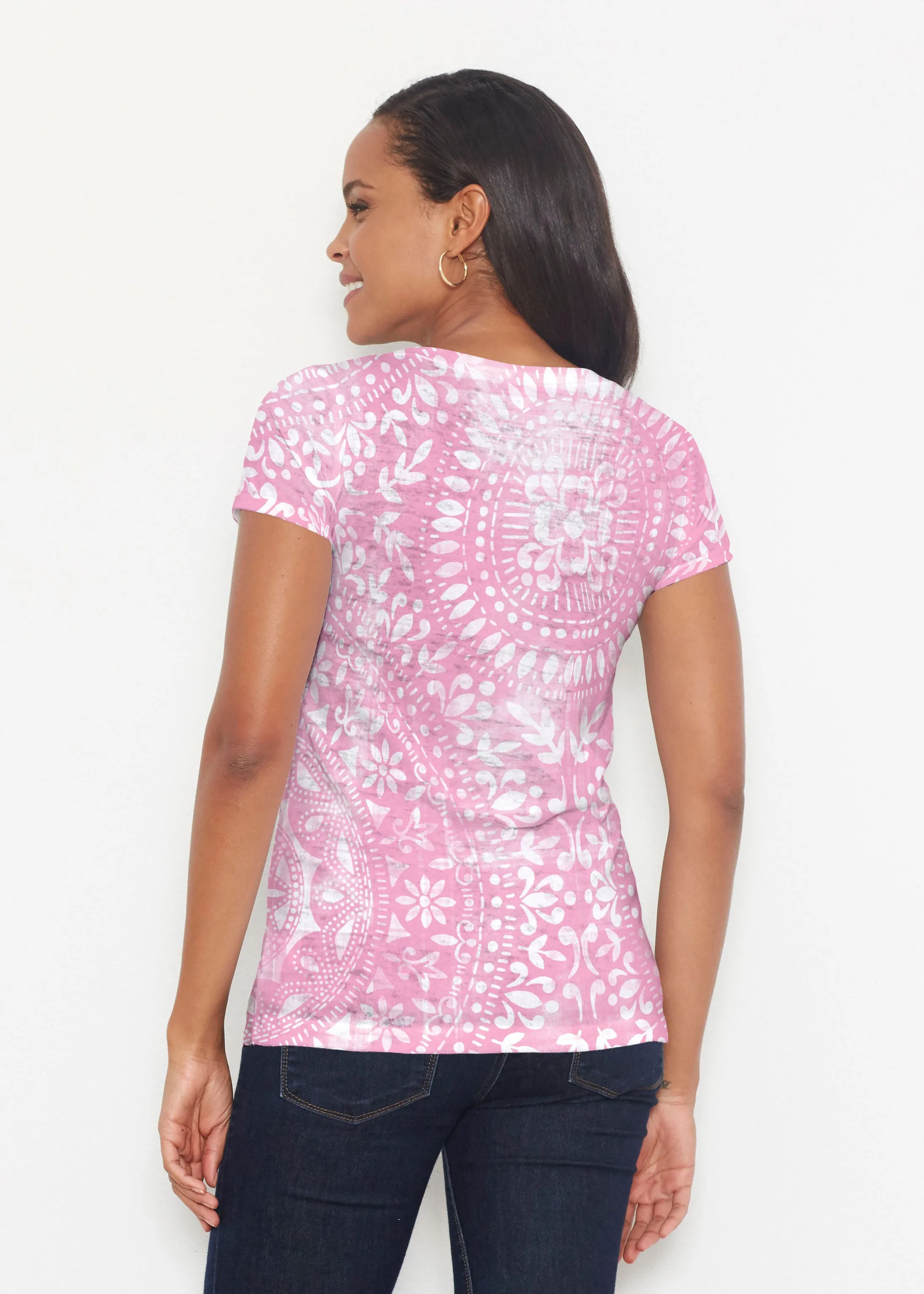 Dual Medallion Pink (13461) ~ Signature Short Sleeve Scoop Shirt