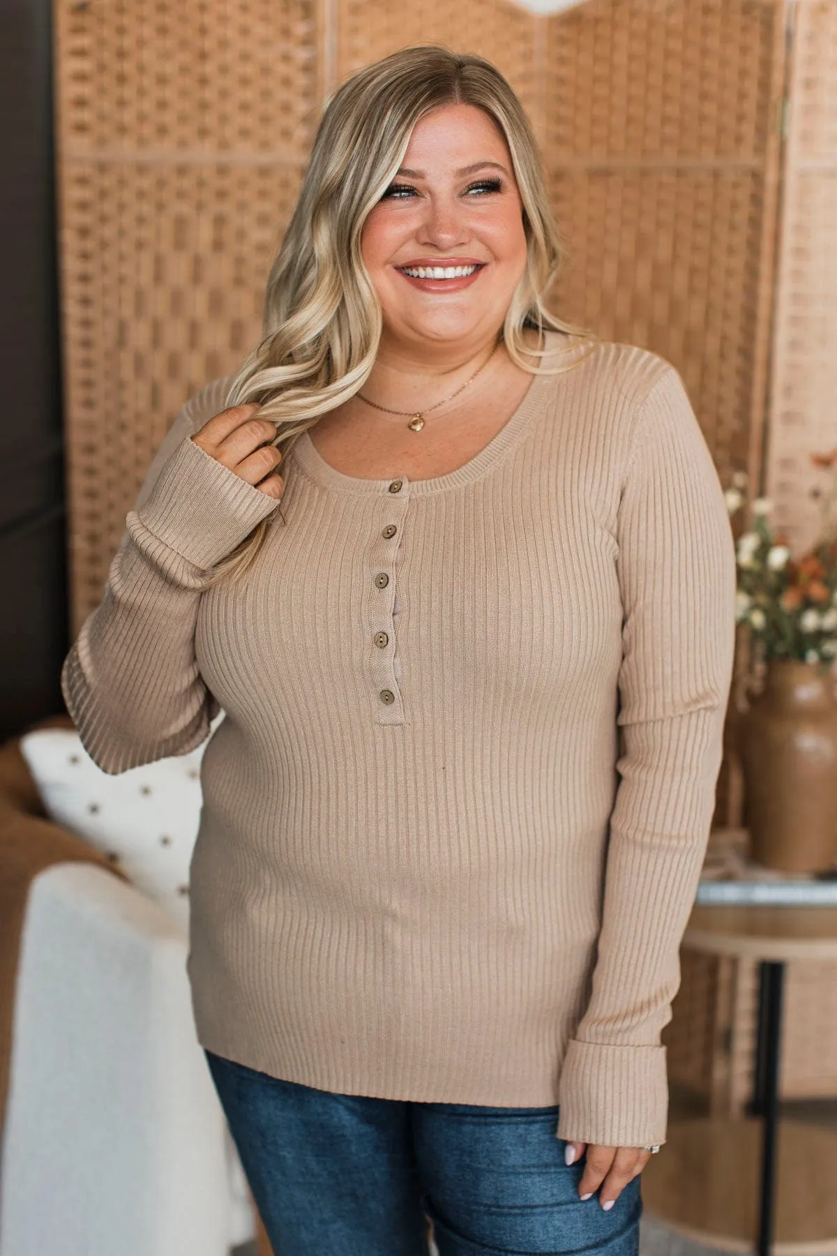 Endlessly Impressive Ribbed Knit Top- Light Taupe