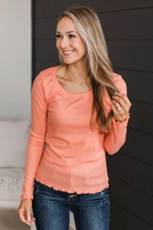 Feeling Elated Knit Top- Peach