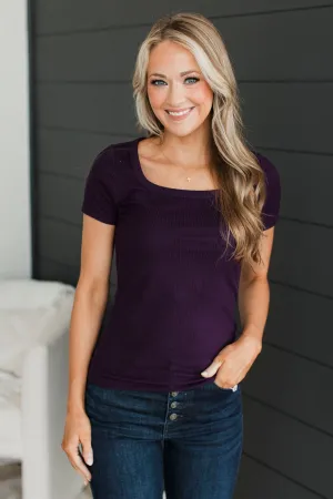 Find My Way Home Ribbed Top- Plum
