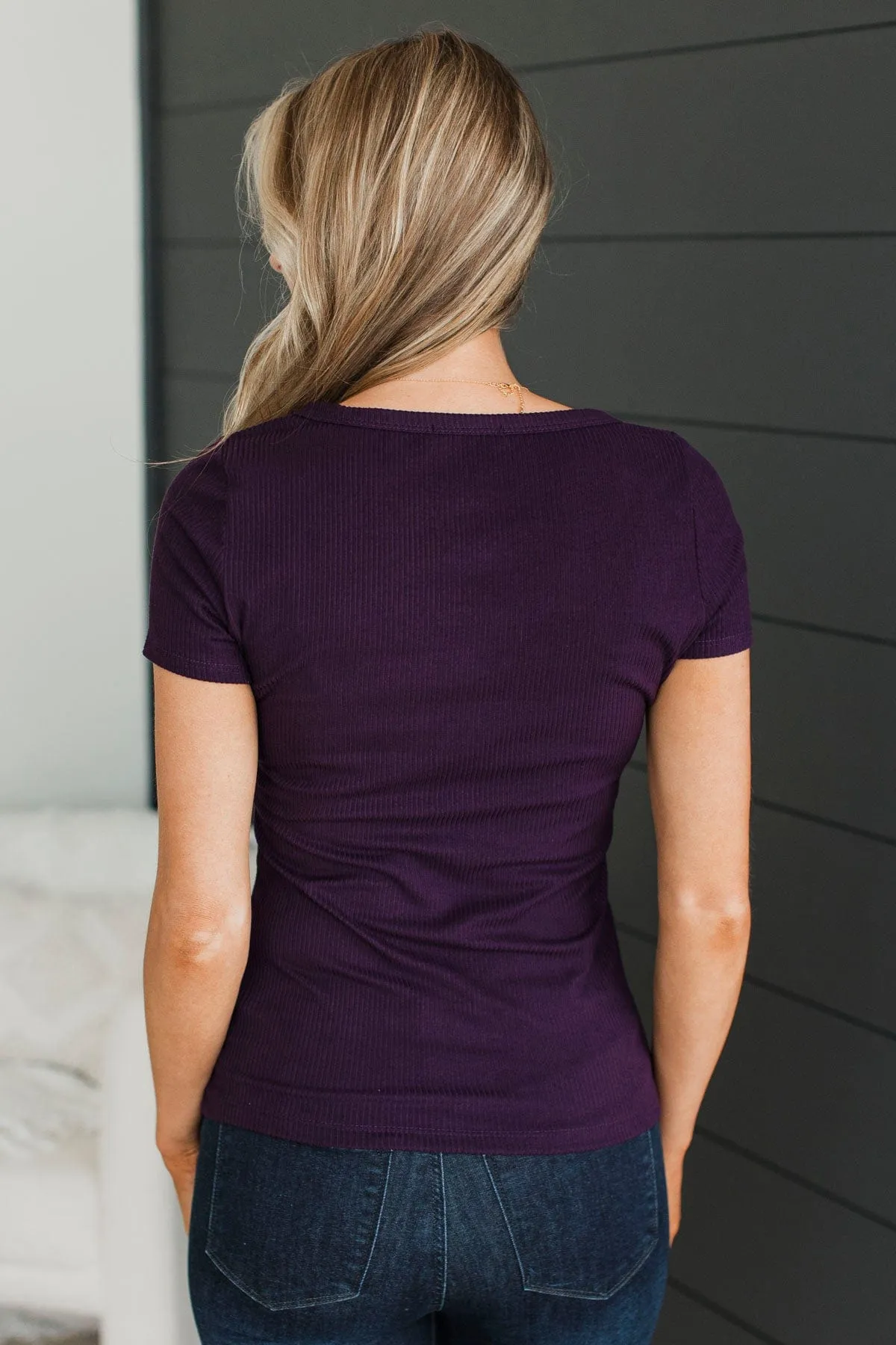Find My Way Home Ribbed Top- Plum