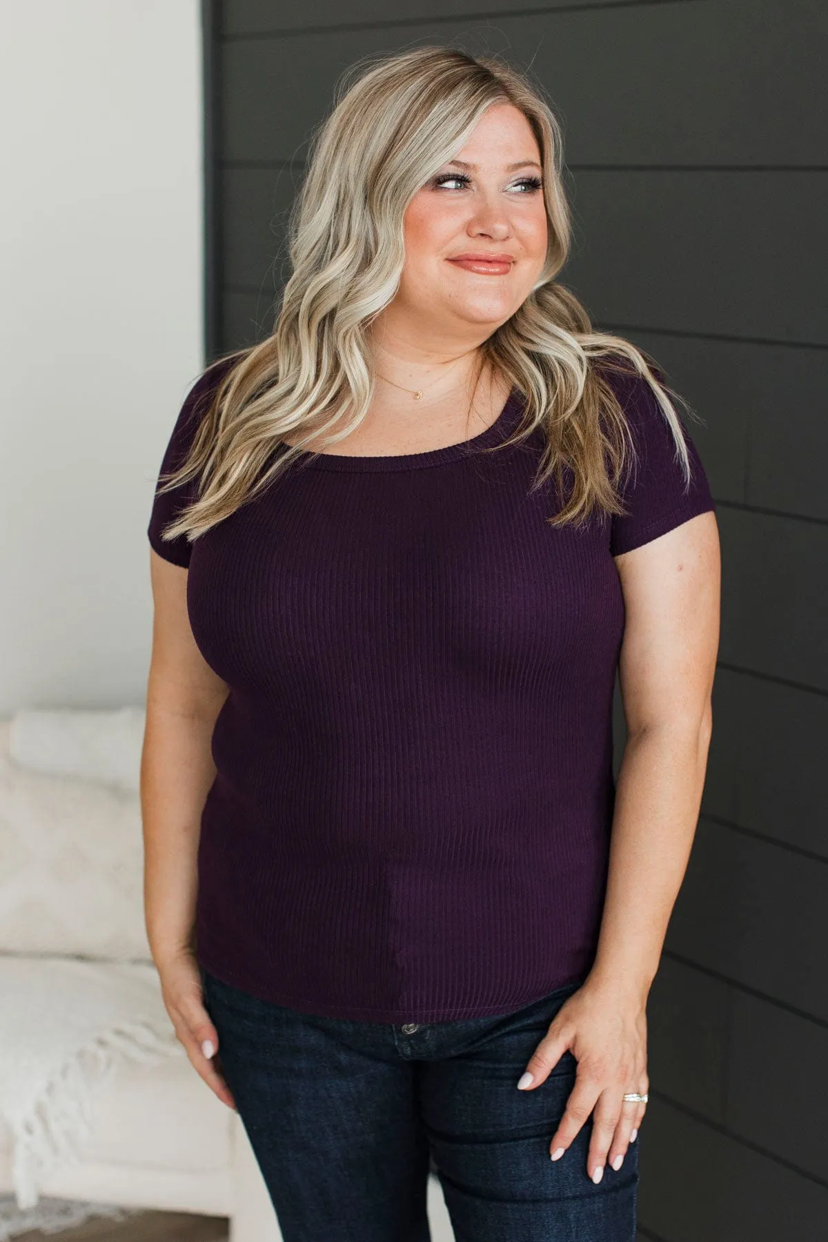 Find My Way Home Ribbed Top- Plum