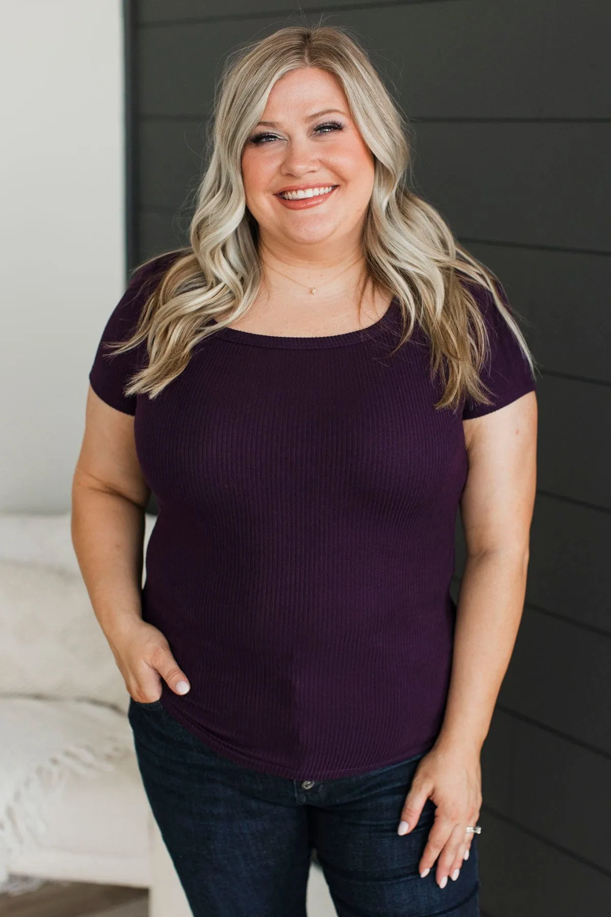 Find My Way Home Ribbed Top- Plum