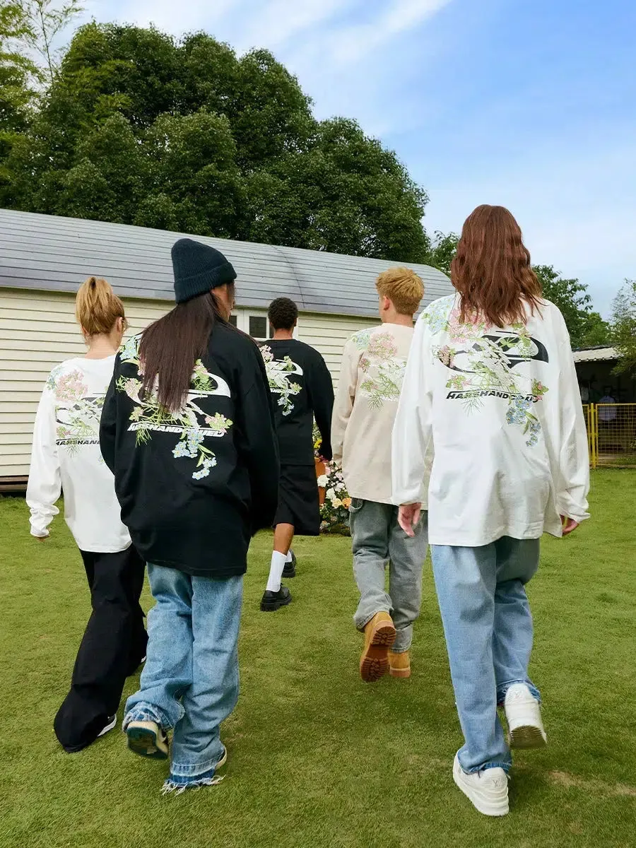 Floral Embroidery Long-sleeved Pullover