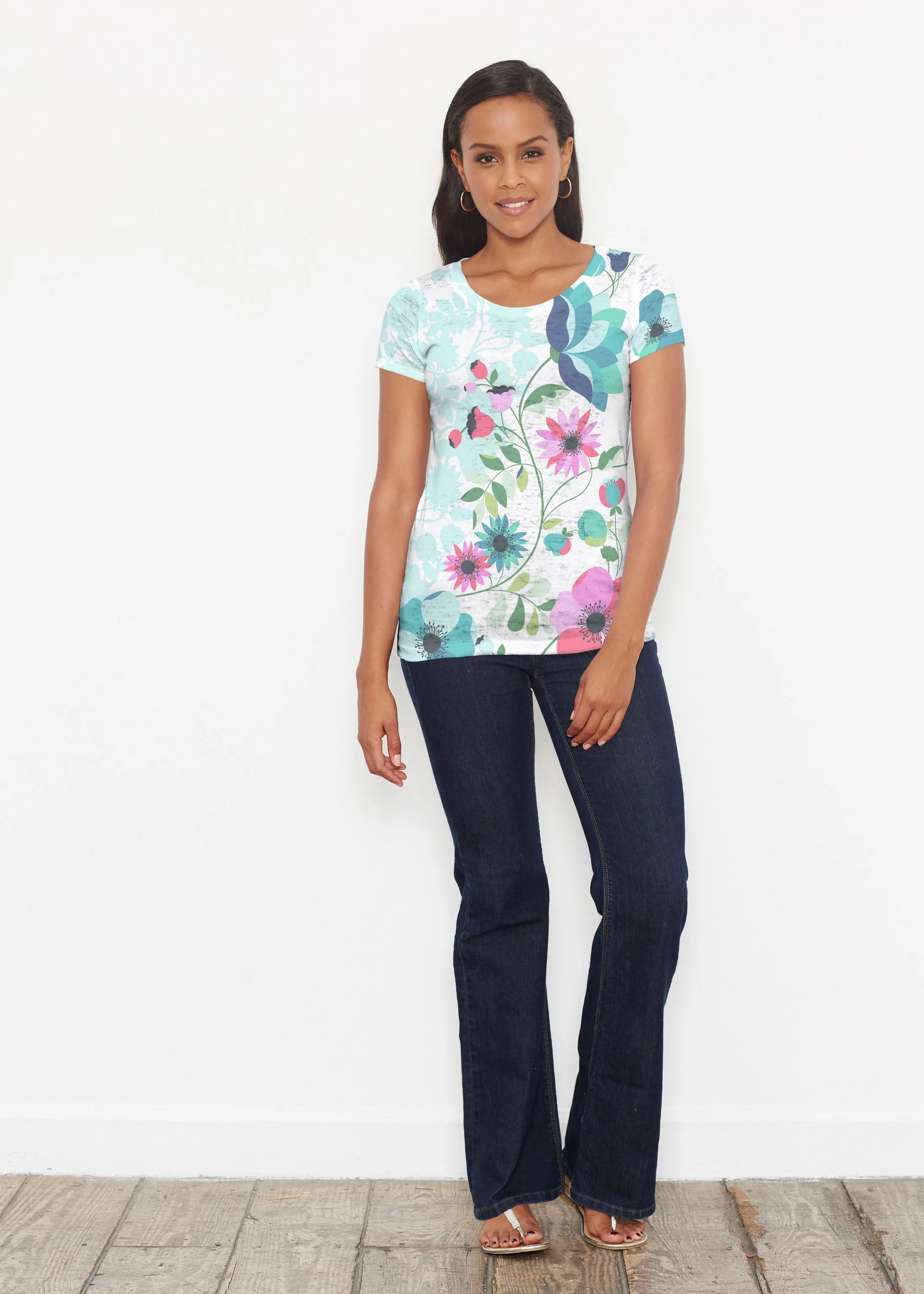 Floral Vines (13420) ~ Signature Short Sleeve Scoop Shirt