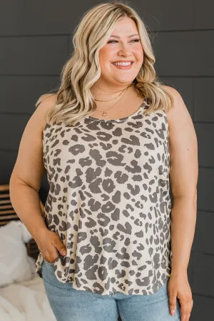 Force Of Nature Leopard Tank Top- Cream
