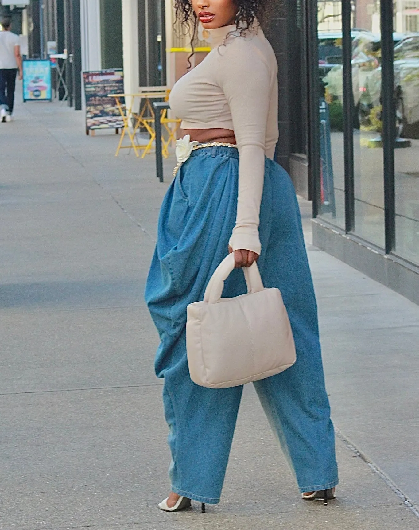 FP4293P - DENIM BALLOON JOGGER PANTS