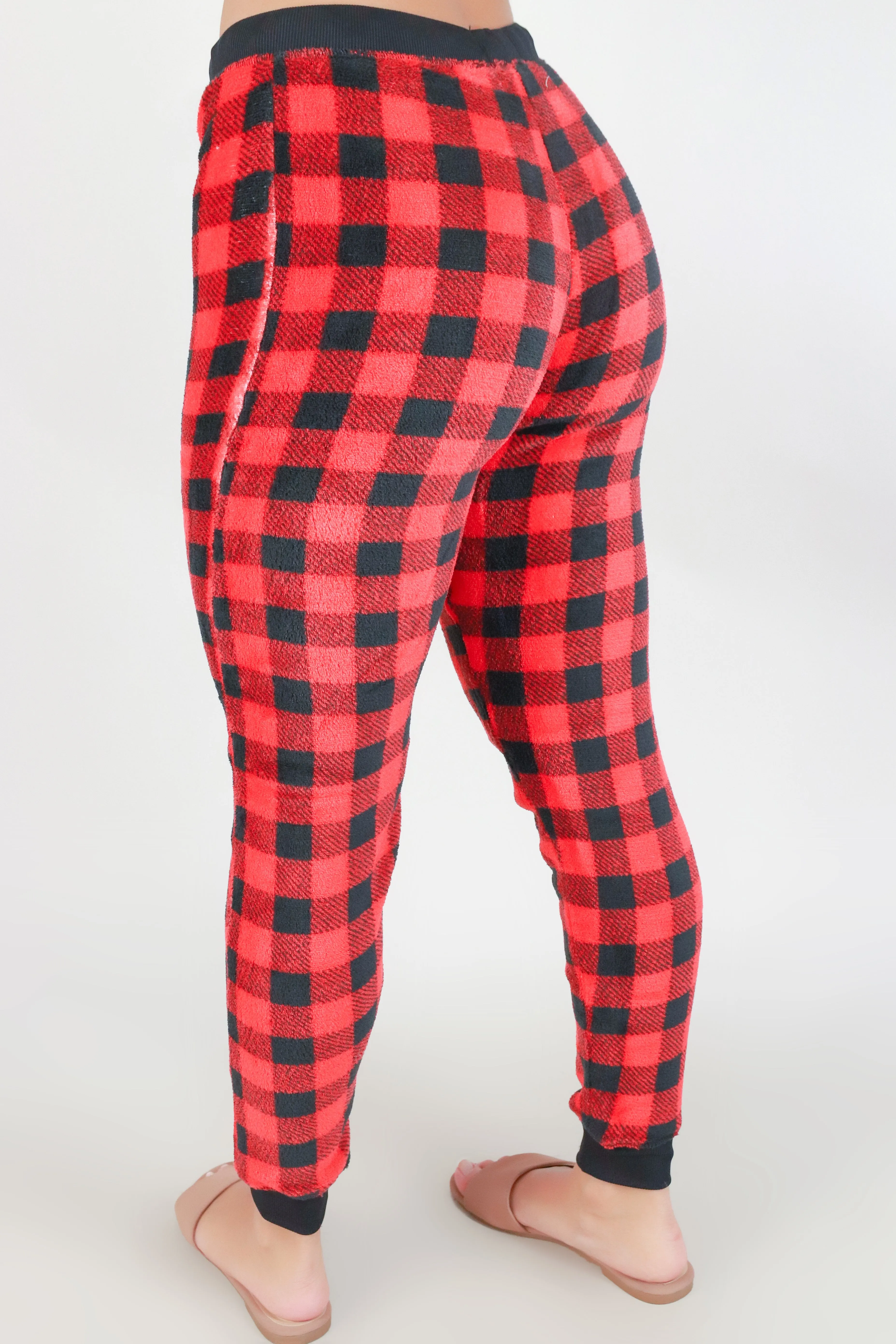 FUZZY PLAID SLEEP PANTS
