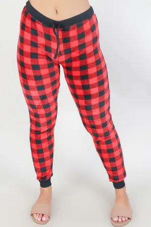 FUZZY PLAID SLEEP PANTS