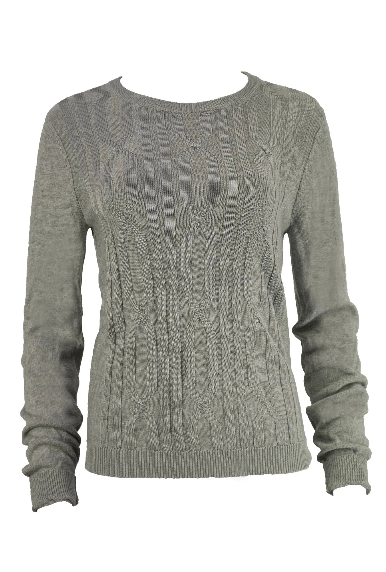 GANT Women's Grey Melange Graphic Cable Crew 482328 Size M $195 NWT