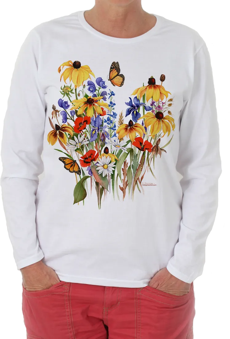Garden Flowers, Birds, and Nature Designs Long Sleeve Shirt by Valerie Pfeiffer