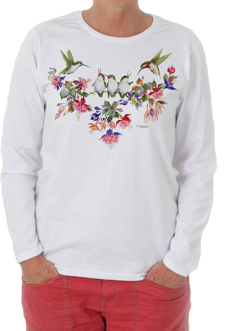 Garden Flowers, Birds, and Nature Designs Long Sleeve Shirt by Valerie Pfeiffer