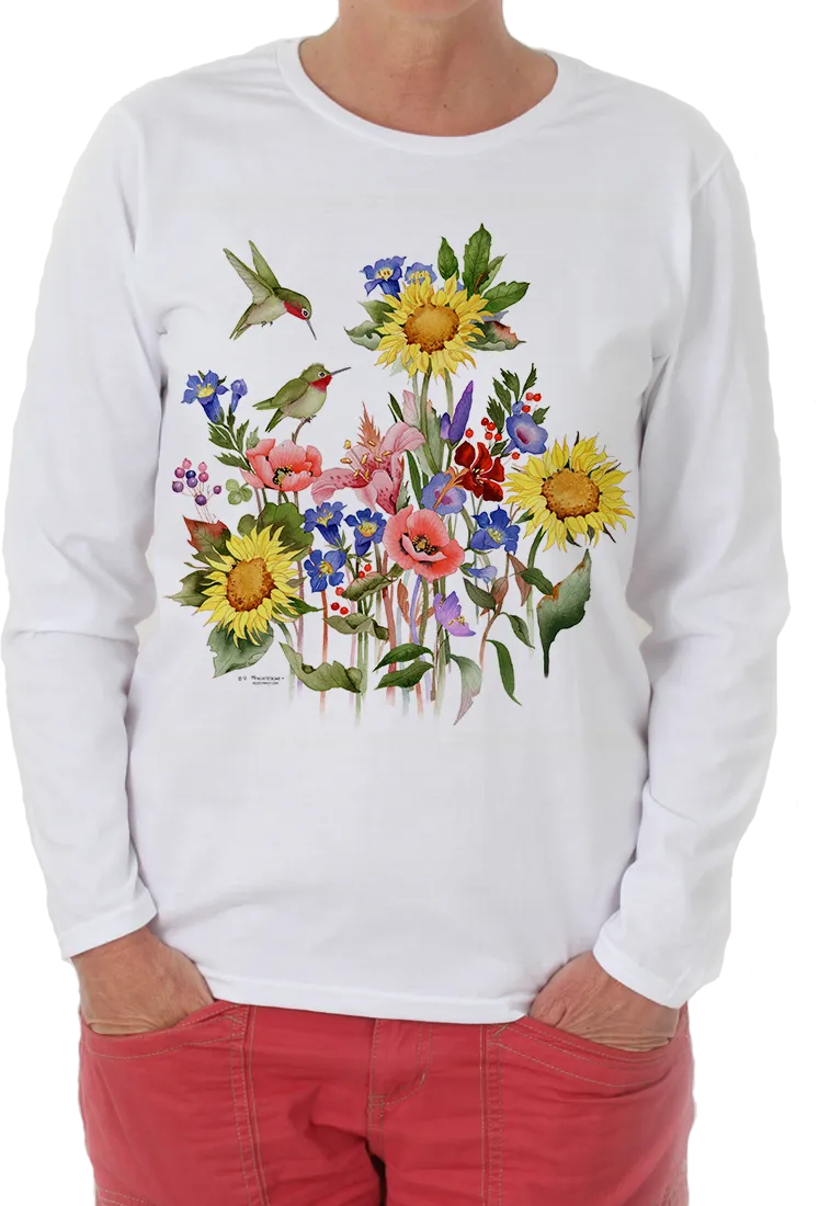 Garden Flowers, Birds, and Nature Designs Long Sleeve Shirt by Valerie Pfeiffer