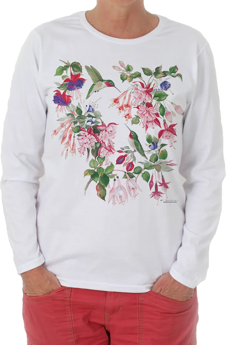 Garden Flowers, Birds, and Nature Designs Long Sleeve Shirt by Valerie Pfeiffer