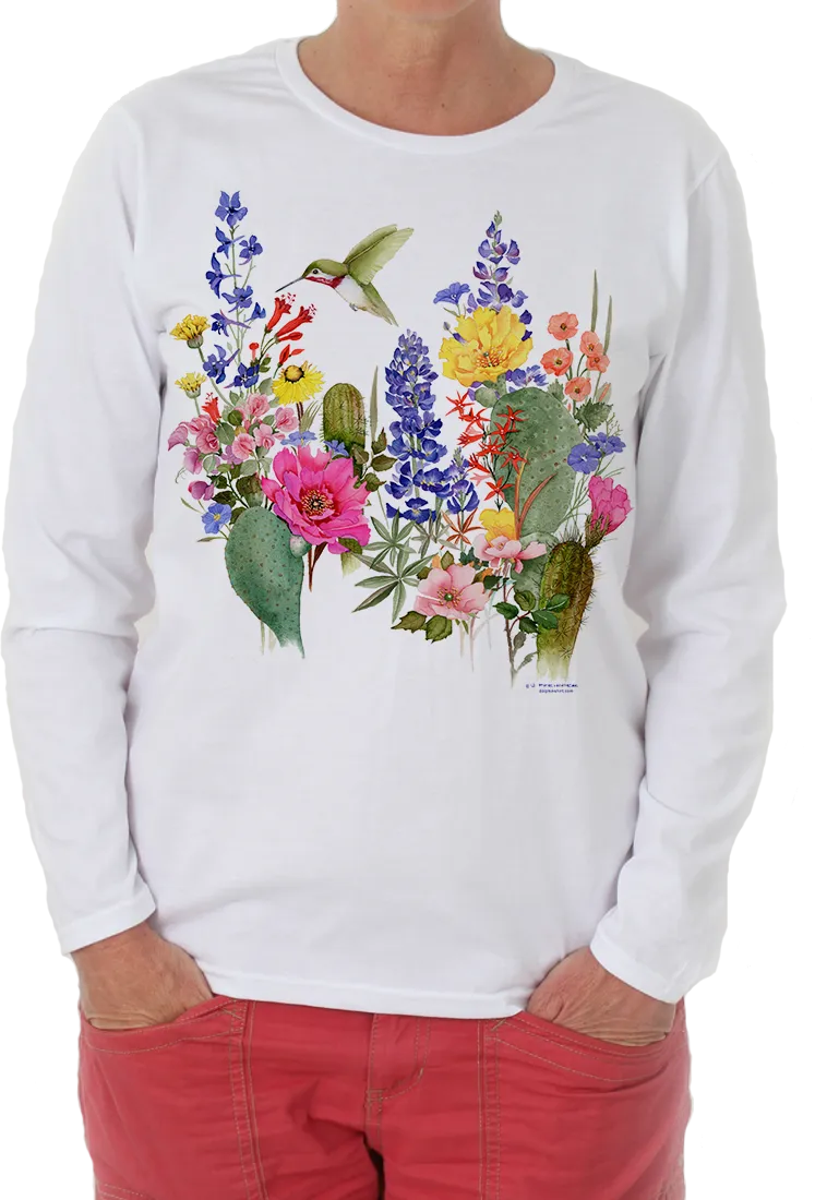 Garden Flowers, Birds, and Nature Designs Long Sleeve Shirt by Valerie Pfeiffer