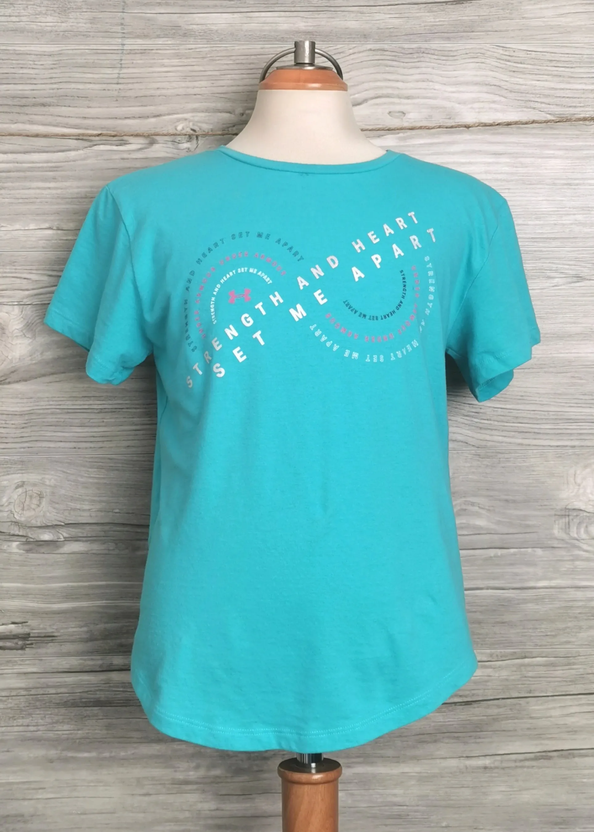 GIRL SIZE MEDIUM (10/12 YEARS) - UNDER ARMOUR, Loose Fit Heat Gear T-Shirt VGUC B35