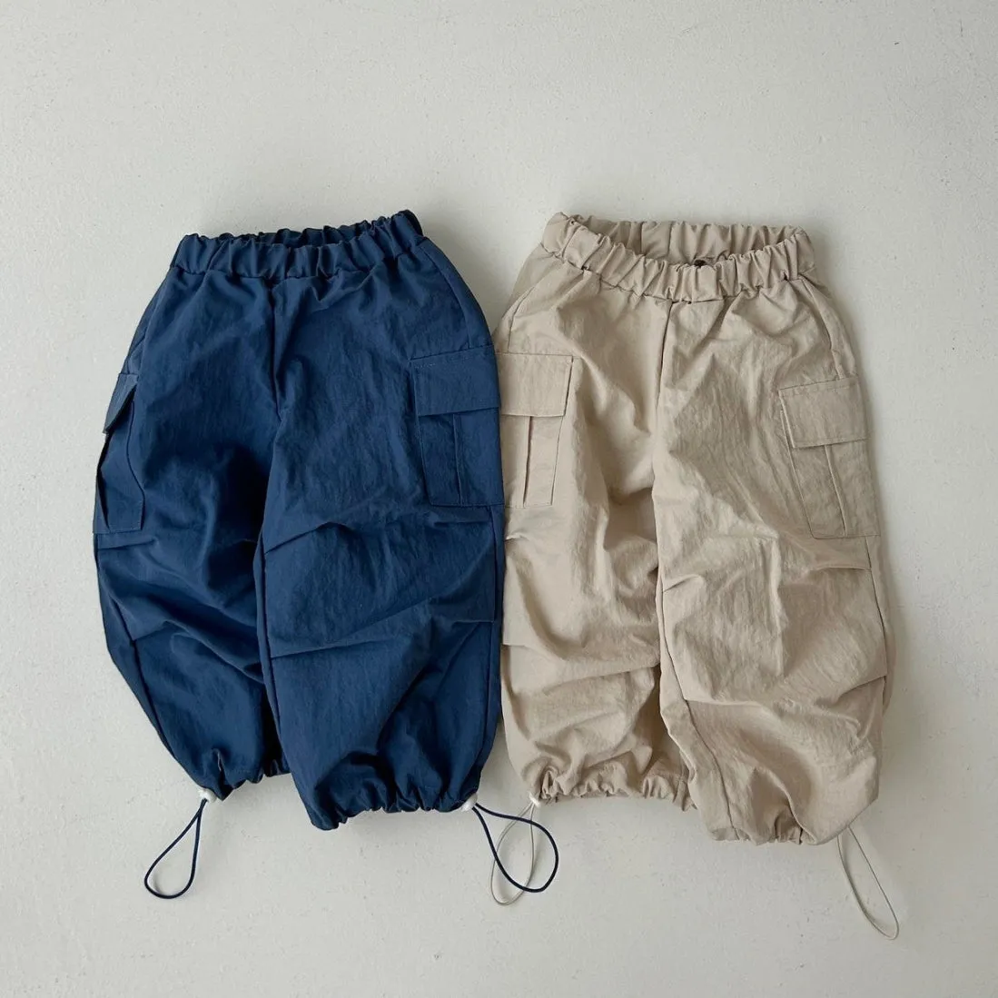 Girls & Boys Parachute Cargo Pants - Navy