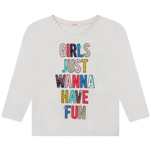Girls Ivory Fun Print Long Sleeve T-Shirt