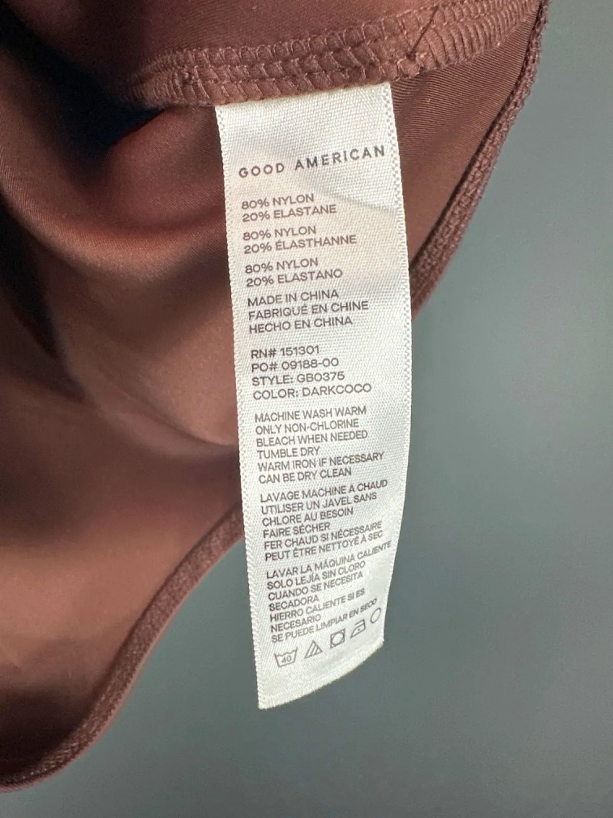 Good American Bark Coco Bodysuit UK XXL