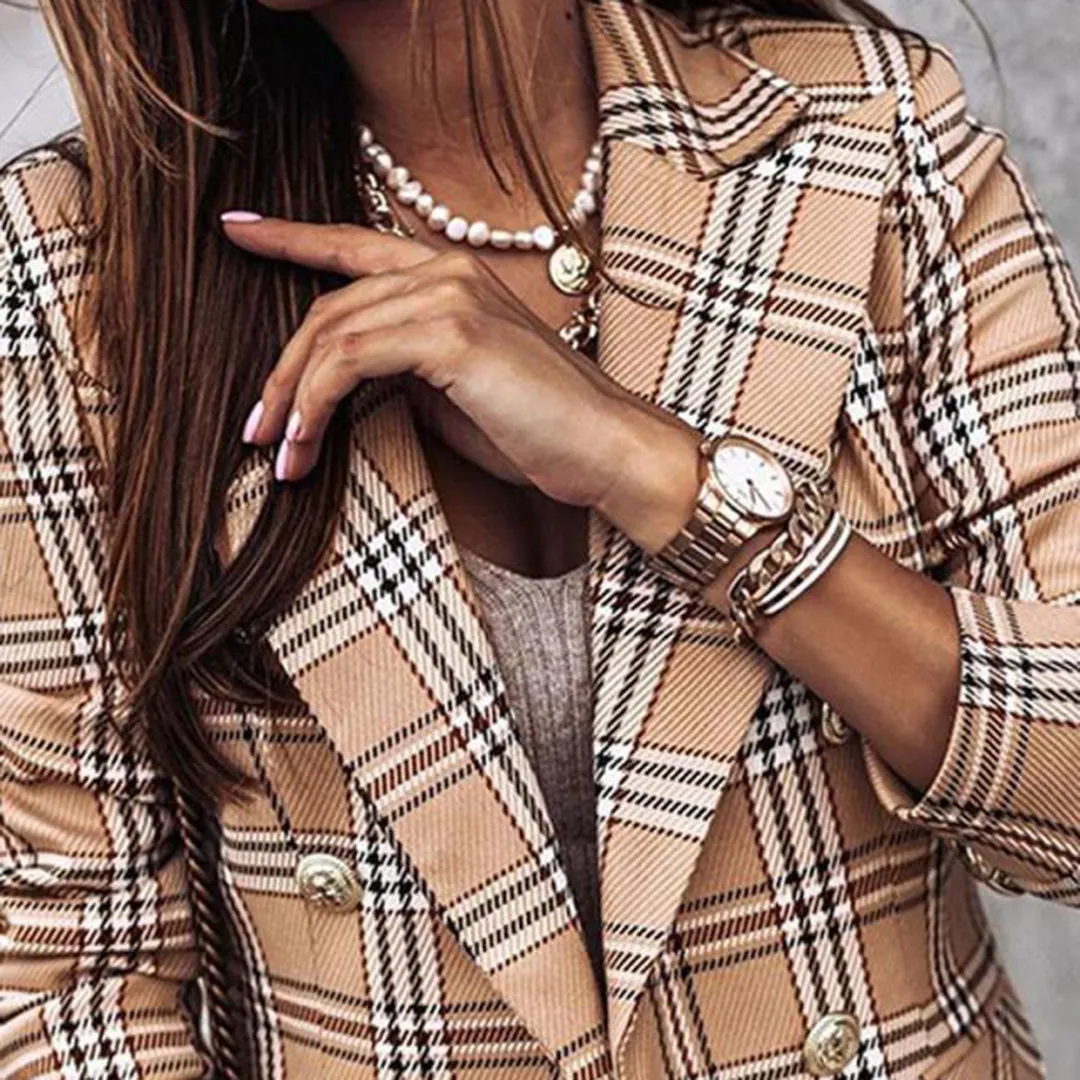 Grace - Checked double-breasted blazer for chic smart-casual