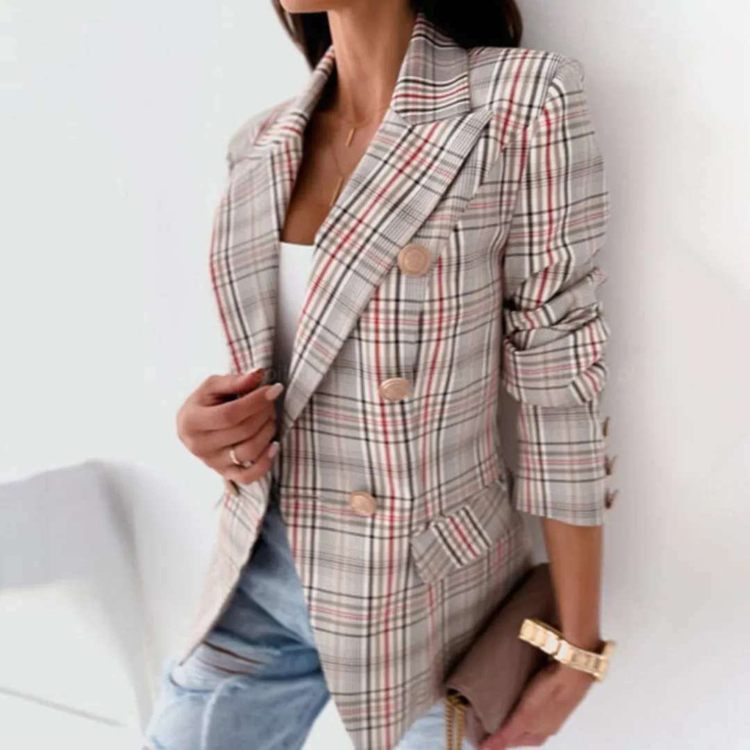 Grace - Checked double-breasted blazer for chic smart-casual