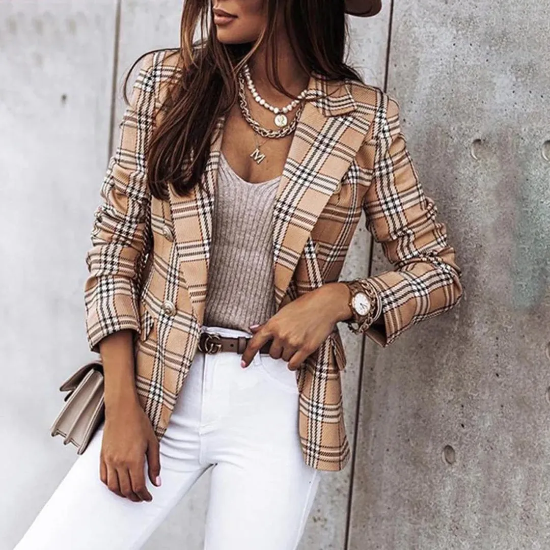 Grace - Checked double-breasted blazer for chic smart-casual