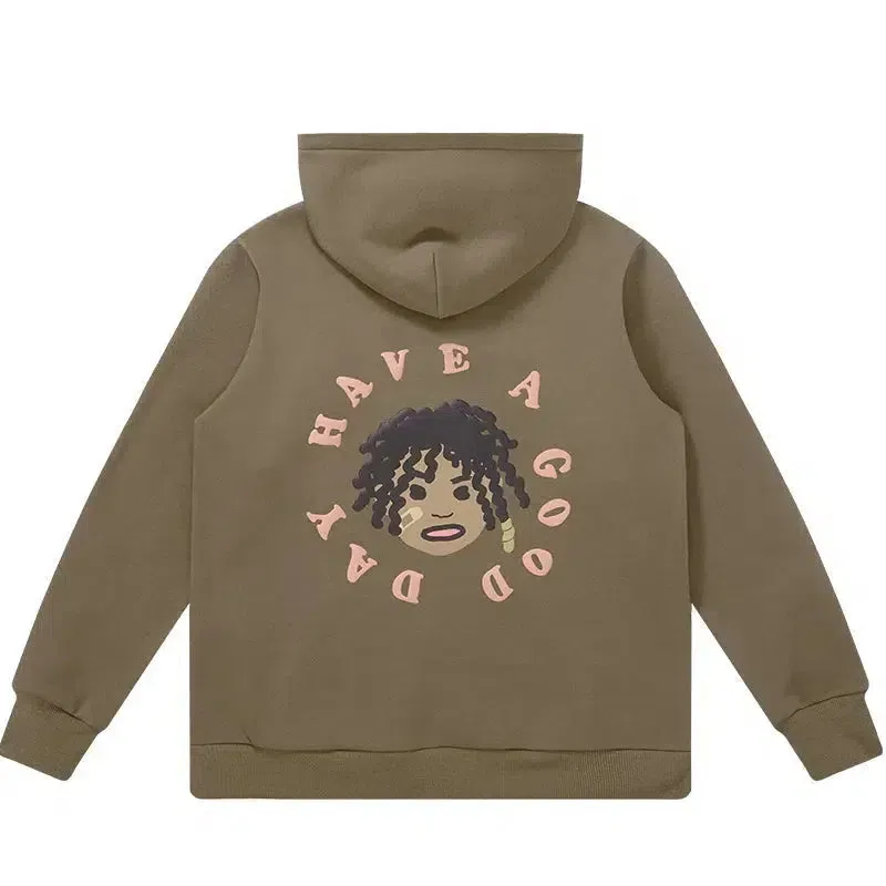 Graphic 'Have a Good Day' Cartoon Portrait Hoodie