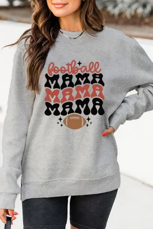 Gray Football Mama Letter Graphic Print Pullover Sweatshirt